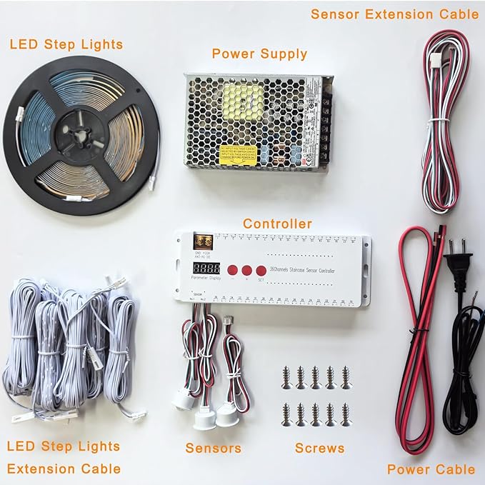Motion Sensor LED Stair Lights Indoor, Intelligent Stair Case Lights Kit 12 Stairs 40 Inch Interior Step Lights Strip for Stairway (3000K Warm White Staircase Lighting)