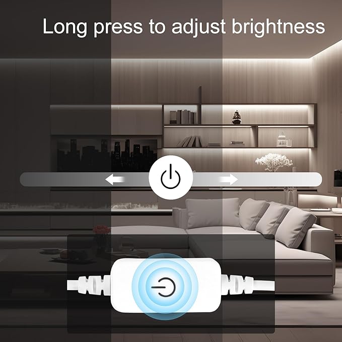 24V COB LED Strip, LED Strip for Bedroom, Touch Dimmable LED Strips, White LED Light Strip, COB Flexible Light for Bedroom Cabinet Vanity Mirror DIY Lighting
