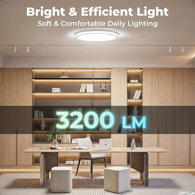 CINOTON 16 inch Smart Ceiling Light RGBCW, 40W LED Ceiling Light Fixture, 16 Million RGB & 2700K-6500K Adjustable for Bedroom Dining & Living Room Kitchen, Works with Alexa & Google Assistant, 1 Pack