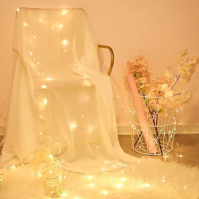 Twinkle Star 33ft LED Fairy Lights - Warm White, Battery Operated, 2 Pack
