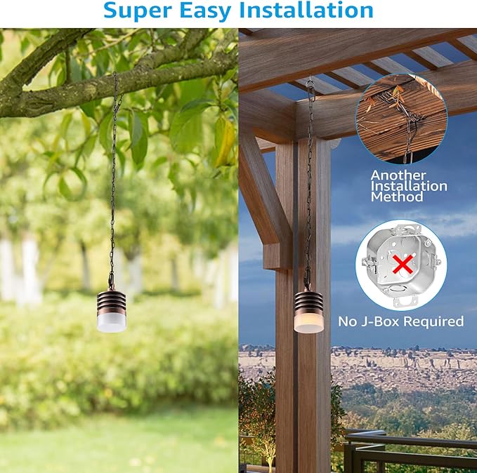 LEONLITE Low Voltage Hanging Lights, 12V Pendant Lights Outdoor, LED Landscape Hanging Lights for Gazebo Tree Porch, UL Listed, Aluminum, IP65, 320lm, 2700K Soft White, Red Bronze, Pack of 4
