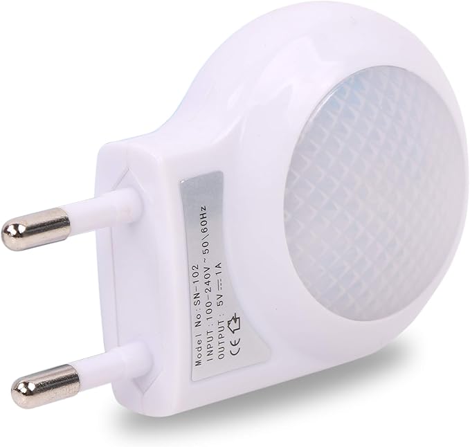 4 Pack of White EU 2-pin Plug - Portable Plug-in 0.7W Travel LED Night Light with Light Sensor Controlled Dusk to Dawn, No USB Port