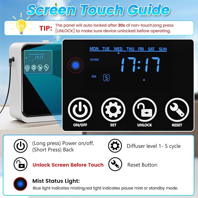 Waterless Essential Oil Diffuser,Hotel Home Aromatherapy Scent Diffuser with Smart APP & Touch Screen,250ml Capacity,1500 sq.ft Coverage|Large Room Oil Diffusers for Hotel Collection,Easter Day Gift