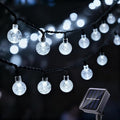 20 LED Crystal Globe Solar String Light Extra-Bright Outdoor Lights with 8 Lighting Modes Waterproof Solar Powered Patio Hanging Light for Garden Yard Porch Wedding Party Decor(White)