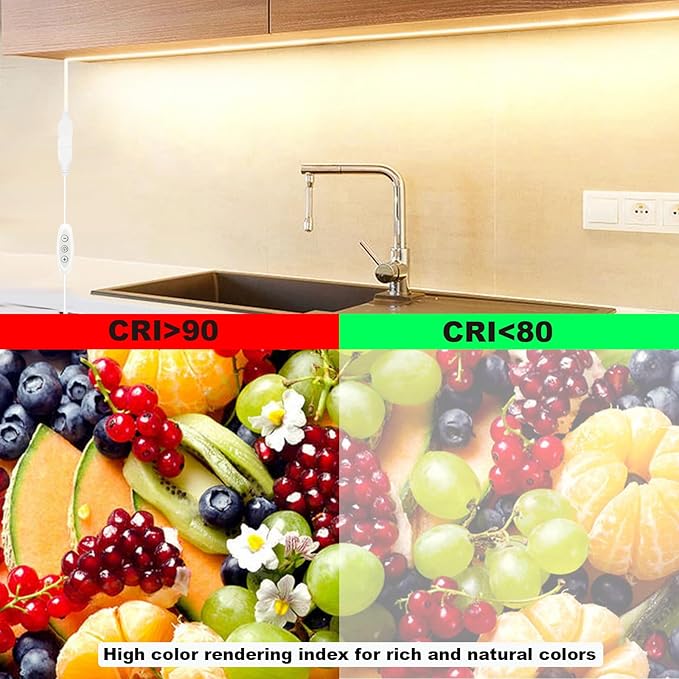 USB Light Strip Warm White 3000k CRI92+ 5v Small Cuttable COB Led Strip Light with Dimmer Switch, 10Watt/6 ft for TV Backlight,Cabinet,Bedroom,Indoor DIY Lighting Project