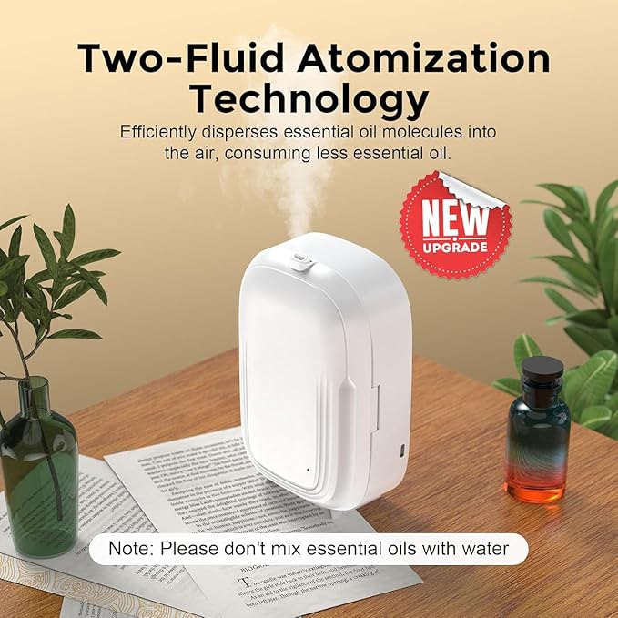 Waterless Oil Diffuser,Smart Aromatherapy Scent Diffuser Air Machine with APP & Timer|Whole House Oil Diffusers for Home,Office, Hotel Collection Use,Cover up to 1500 sq.ft-150ML,Compact,Ivory