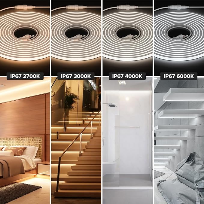 BTF-LIGHTING FCOB COB LED Strip IP67 Waterproof Flexible High Density Uniform Diffused Neon Light 16.4FT DC12V Warm White 2700K 480LED/m CRI 90+ for Indoor Decor(No Adapter or Controller)