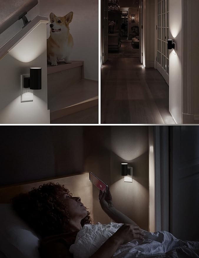 L LOHAS LED Night Light, Bright Night Light, Night Lights Plug into Wall, 5000K Daylight White, Dimmable Nightlights with Light Sensor, Decorative Nightlight for Hallway Bathroom Kitchen, 4 Pack