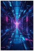 XAHOR High-Tech Digital Abstract Wall Art – Glowing Geometric Canvas Print – Minimalist Futuristic Aesthetic Home Decor Canvas Posters Wall Art Bedroom Office Room Decor Gift 20x30inch(50x75cm)