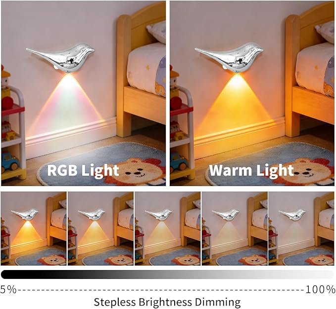 Motion Sensor wall Light: 1200mAh Rechargeable Wall Sconce Set of 2 Magnetic Stair Lights Indoor Wireless Wall Sconces Night Light for Kids Elderly Bedroom Hallway Home Decor (Silver)