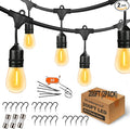 200FT Outdoor String Lights with 60+3 Replaceable S14 Edison Bulbs 2200K, Weatherproof for Patio Outside, 2Pack Linkable, Hooks and Zip Ties Included
