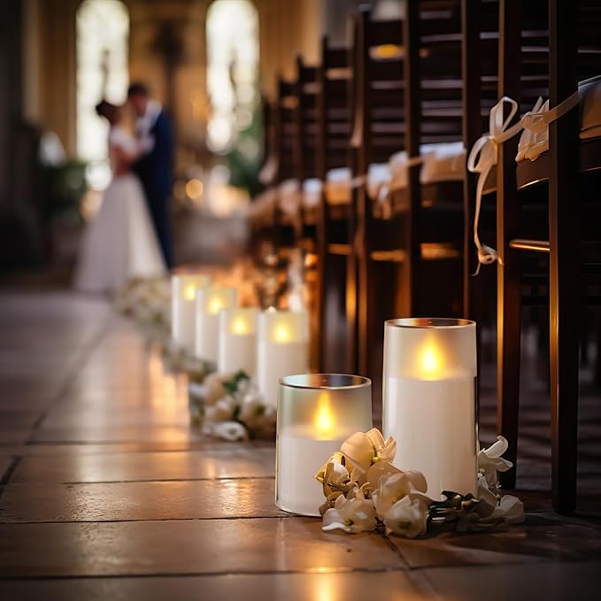 Homemory Flameless Candles Set of 3, White Acrylic LED Candles Upgraded Realistic Battery Operated Flames with Remote & Timer, Waterproof for Indoor,Outdoor Decor, Halloween & Christmas Lanterns