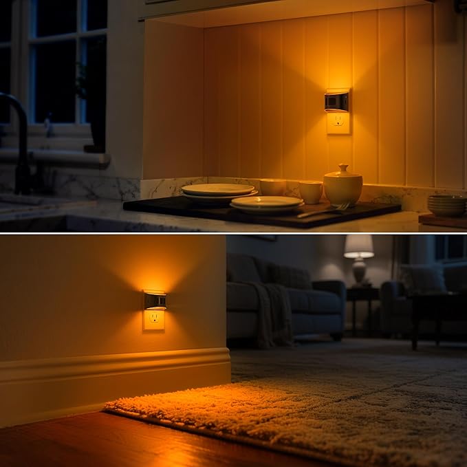 DORESshop LED Night Light[4 Pack], Night Lights Plug into Wall, 3 Mode Plug in Night Light with Motion Sensor, Dusk to Dawn Sensor, Nightlights for Adults, Bedroom, Bathroom, Hallway, Amber