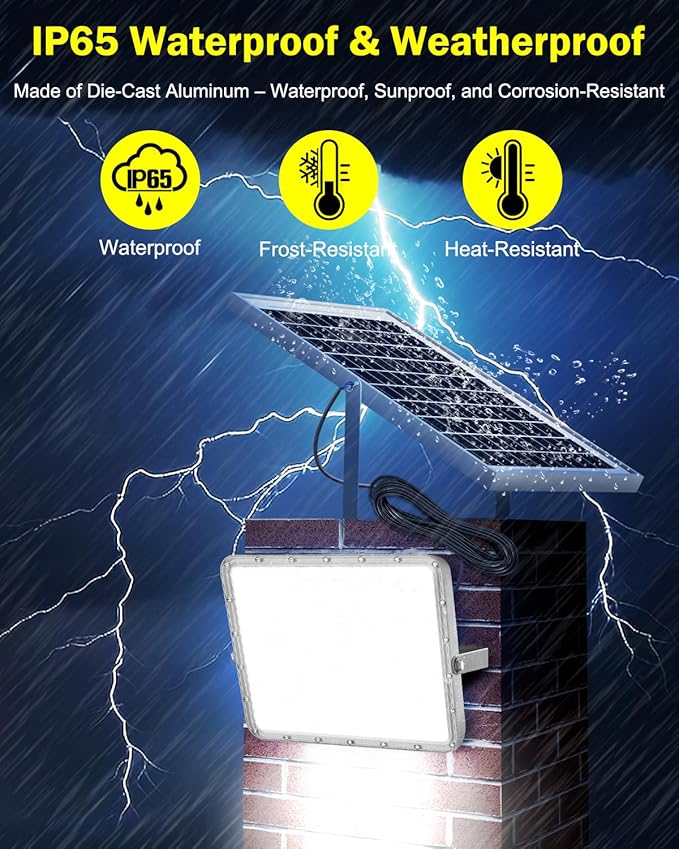 Solar Flood Lights Outdoor Dusk to Dawn:Heavy Duty Security Patio Light Waterproof with Remote Control, 10000 Lumen LED Automatic Wall Lamp for Outside Landscape, Pathway, Yard, Barn, House (20000MAH)