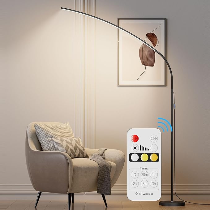 Floor Lamp with Remote and Touch Control, 68 Inch Adjustable Standing Lamp, 3 Color Temperature Dimmable LED, Flexible Gooseneck for Reading, Living Room, Office