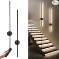 Motion Sensor Battery Operated Wall Sconce Set of Two - Modern Rechargeable Wireless Wall Lights with Remote Control, Dimmable, 3000K/4000K/6000K, Timer for Living Room, Hallway, Black, 39.3 Inch