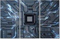 TUMOVO 3 Piece Motherboard Digital Chip Black and White Wall Art Circuit Board Poster Artwork Wall Decor for Bedroom CPU Concept Wall Art Framed Ready to Hang (42" Wx28 H)
