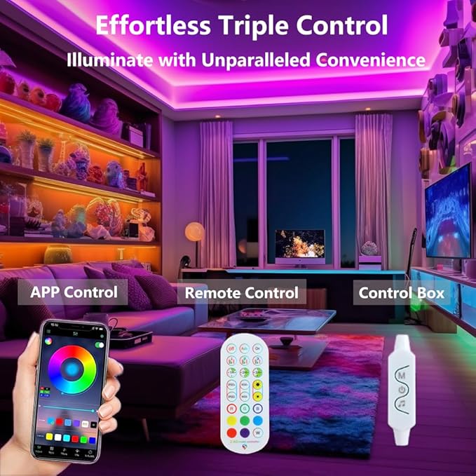 WS2812b Individually Addressable LED Strip 16.4FT 30Pixels/m TV Backlights Bluetooth APP Remote Control Music Sync USB 5V (White PCB IP65, 16.4FT 150LEDS)