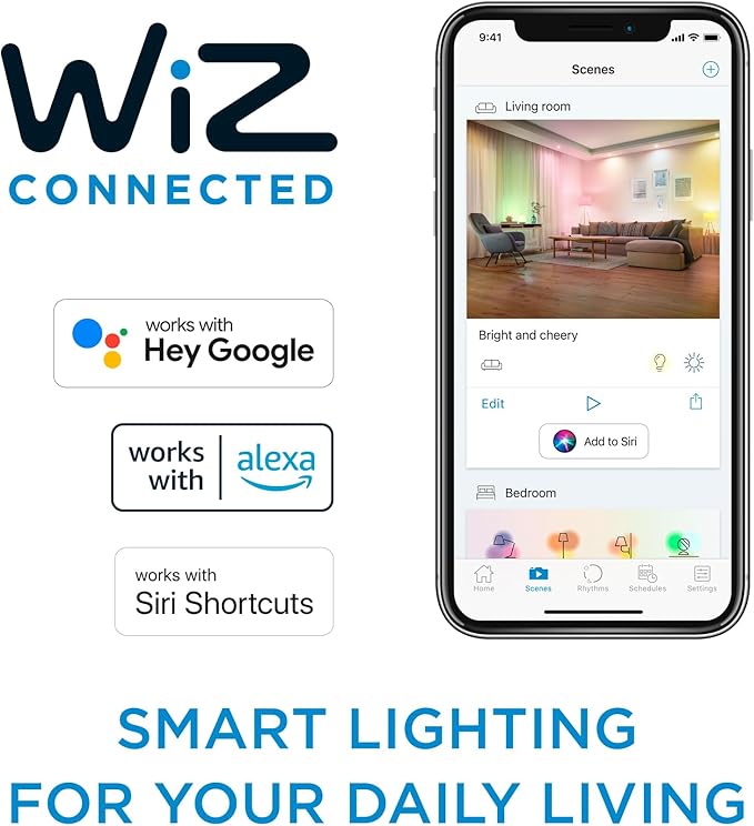 Philips Smart 60W A19 Daylight LED Bulb 4-Pack - E26- Indoor - Connects to Your Existing Wi-Fi - Control with Voice or App - Powered by WiZ Connected