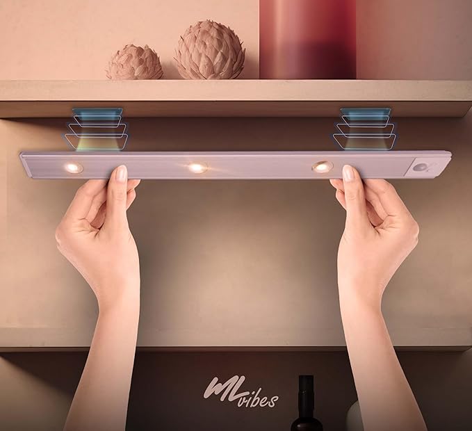 40 led Lights Rechargeable Battery Operated Motion Sensor Lights for Indoor, 2 led Light bar with Adjustable Magnets, Wireless for Under Counter Lights, Under Cabinet Lights