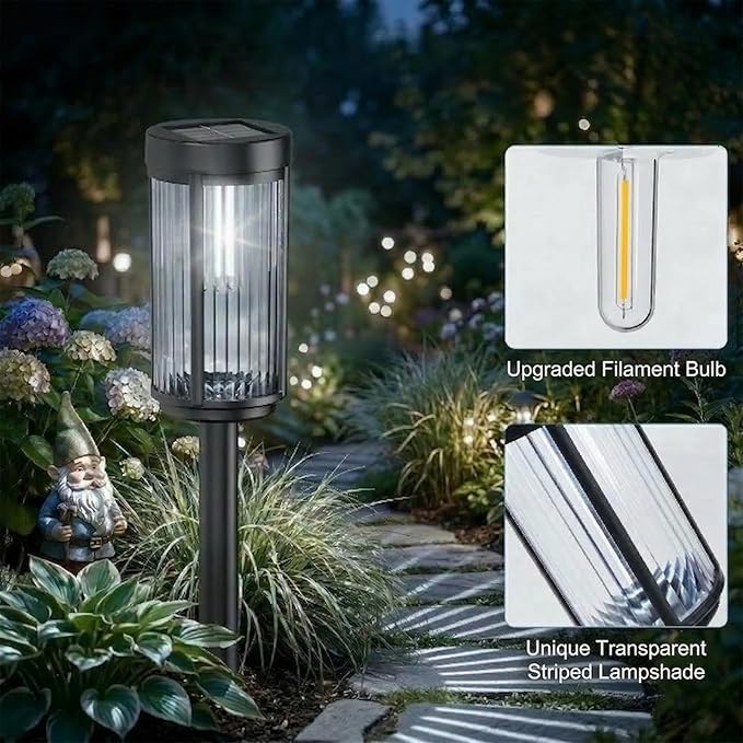 Sparkblaze 2 Pack Solar Garden Lights Outdoor, Decorative Solar Pathway Lights for Yard Auto On/Off Landscape Lighting for Walkway, Lawn, Garden, Waterproof Solar Stake Lights. (2, Cold White)