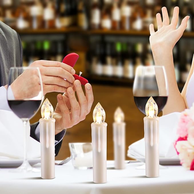 24 PCS LED Flameless Taper Candles, Battery Operated with Remote Updated Timer Function, Flickering Warm White Light, Perfec for Window and Christmas Decor