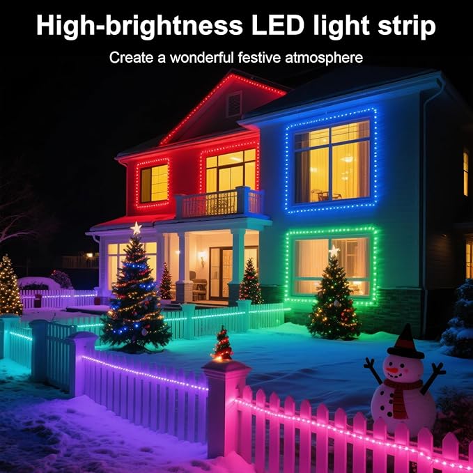 MIHEAL 100FT Outdoor LED Strip Light IP67 Waterproof,Outside RGB Lights with App/Remote Control,Color Changing,Music Sync Rope Light for Balcony,Deck,Rooftop,Garden,Pool