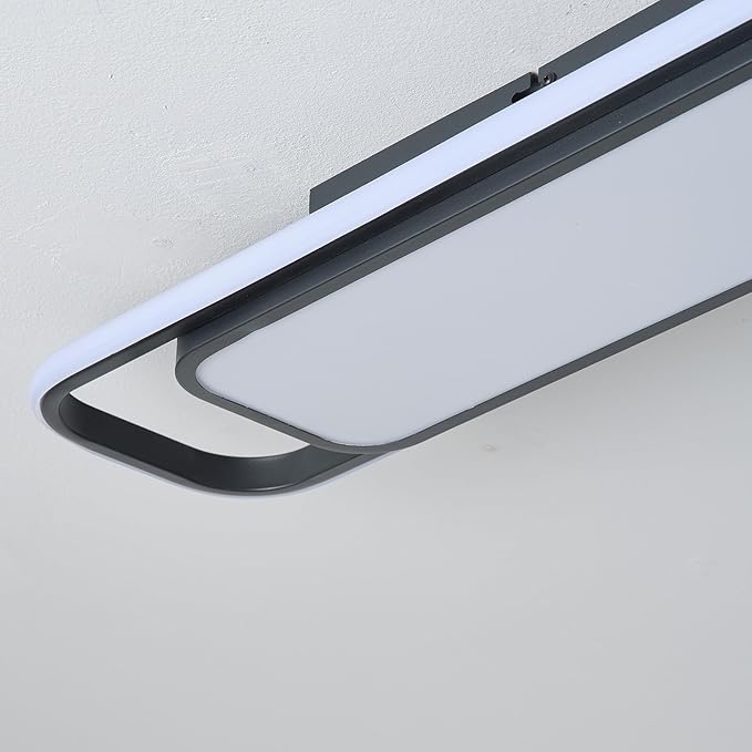 Modern LED Ceiling Lighting, 70W 6000K Black Linear Flush Mount Light Fixture, 39.4'' Low Profile Lights Fixture Long LED Ceiling Lamp for Kitchen Bedroom Living Room Hallway (Cool White)