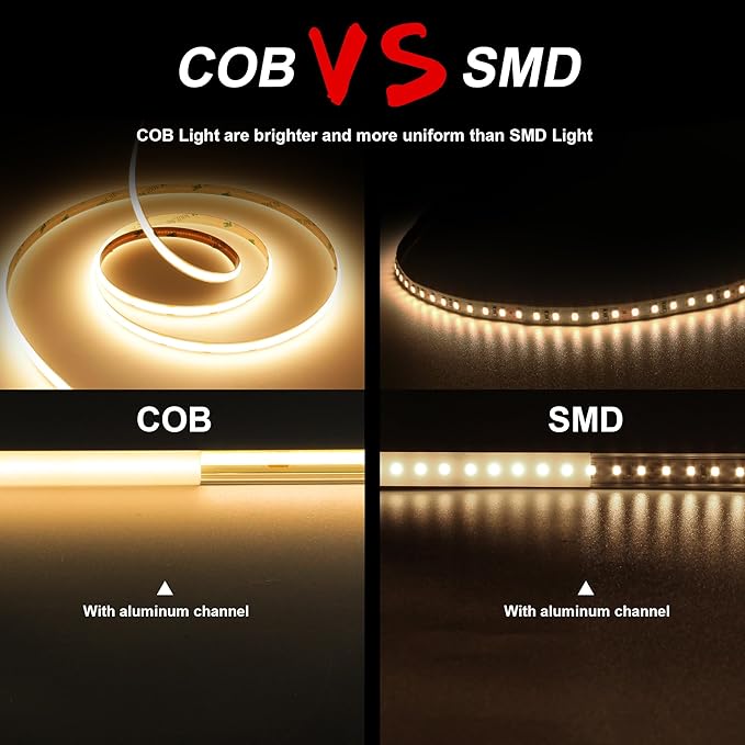 COB LED Strip, 32.8ft Warm White 3000K COB LED Strip Light, Dimmable LED Light Strip, CRI92+, 8mm Width, 24V Flexible LED Tape Light for TV, Bedroom, Kitchen Cabinet, Closet, Home Decoration.