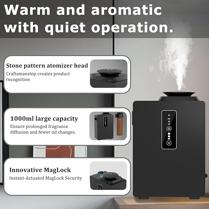 2026 Upgraded 1000ML HVAC Scent Diffuser Machine Kit, Includes 2 Premium Oils, Coverage 6000 Sq.Ft, APP WiFi Control, Waterless Cold Air Aromatherapy Essential Oil Hotel Scent Diffuser for Large Room