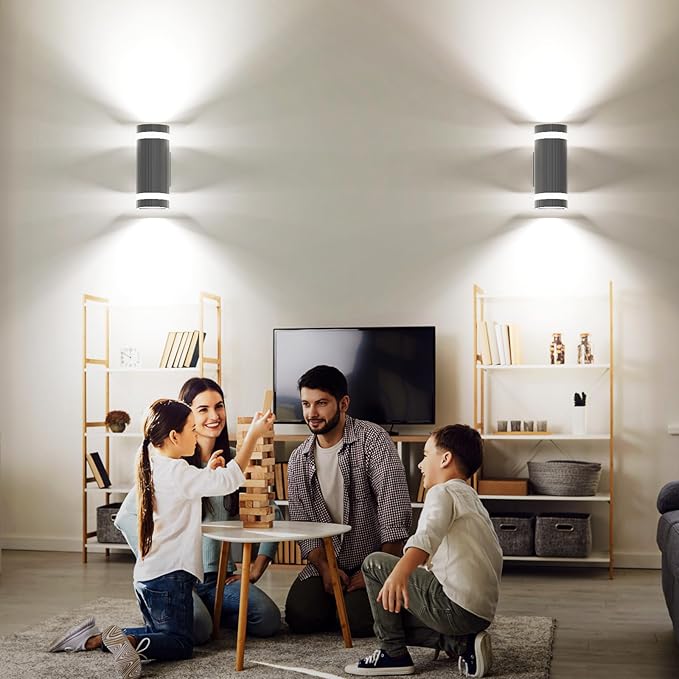 Up and Down Outdoor Wall Lights- Outdoor Lighting Fixtures,RGB Color Changing, App & Voice Control, ETL Listed, Front Door Light Fixture 6500K, Smart Exterior Lights for House, Porch, Garage