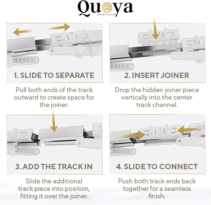 QUOYA BL01 Smart Electric Curtain Track 【Beltless, Adjustable Up to 7m, No Cutting, Adjustable Speed, Quiet, Works with Alexa, Google, Siri, Apple Watch, Remote Included】 (Two Way Cental Opening ONLY)