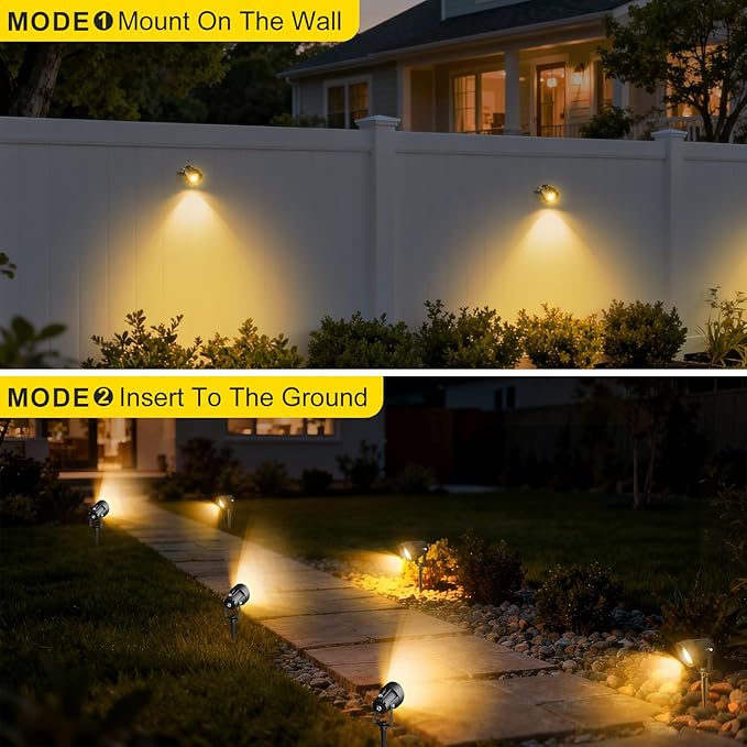 Landscape Spot Lights Outdoor, Dusk to Dawn Outdoor Lighting with IP65 Waterproof, Auto On/Off 3000K Warm White Plug in Spotlight for Yard Tree Wall Pathway Flag Pole House, 4 Pack