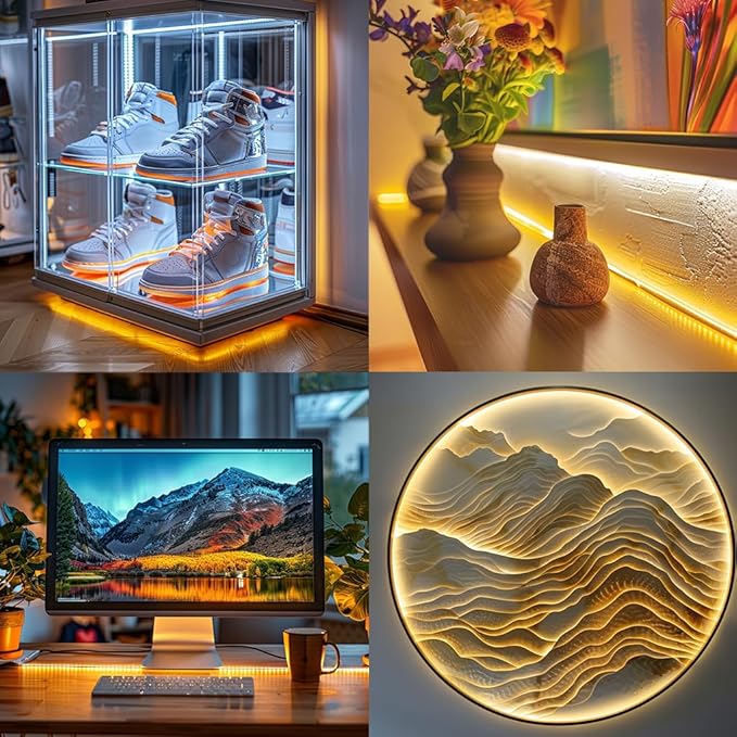 USB led Strip Light 5V,1.64ft CCT Tunable Strip Lights with Self Adhesive,Dimmable Strips 2800K-6500K for 3D Printer External Lighting,Cabine,Mirror,TV,Table Lighting,Home DIY