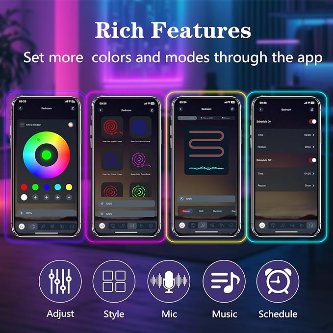 65.6FT Neon Rope Lights,Flexible Led Light Control with App/Remote,Multiple Modes,IP65 Outdoor Waterproof,Music Sync Strip for Bedroom