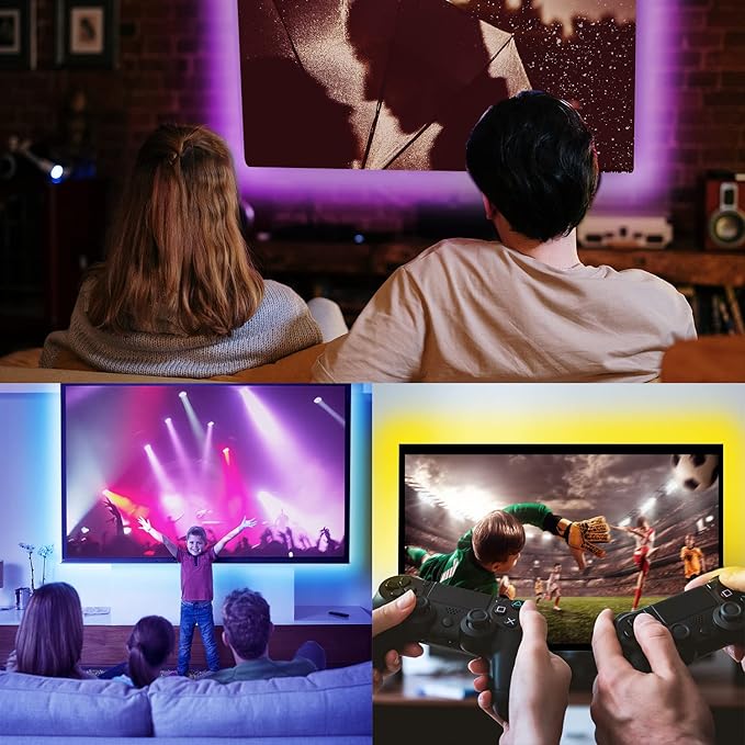 dalattin 15ft Led Lights for TV 50-65 Inch, USB RGB LED Strip Lights TV Backlight with Remote Built-in MIC Music Sync,Led Lights for Bedroom Bluetooth APP Control,HDTV Lighting