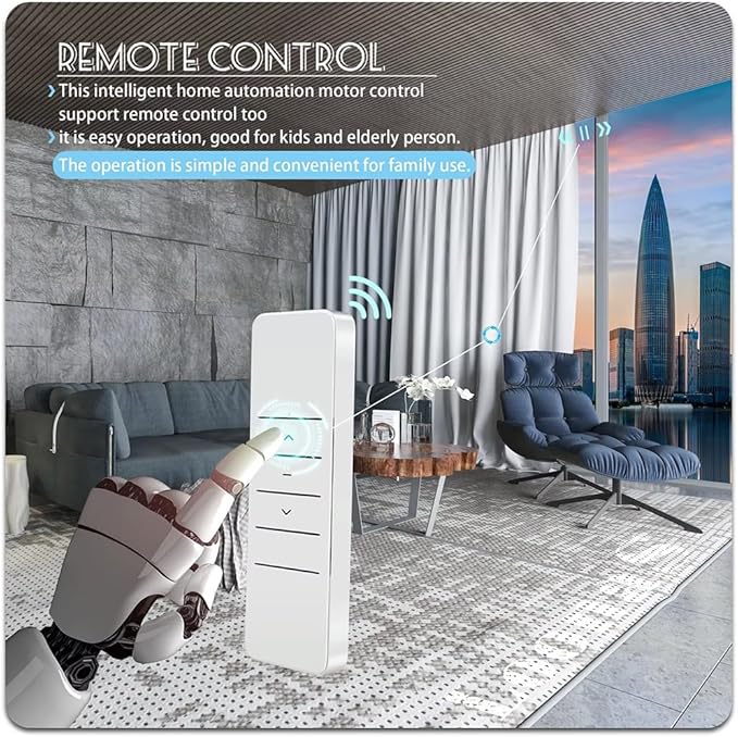 S Fold Motorized Curtain Track Kit with Remote, 1.8N Dry Contact Smart Curtain Opener System, Automatic Ripple Fold Drapery Rail for Hotel & Smart Home Integration (7.0 meters (275.6 inches))