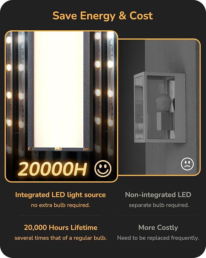 EDISHINE 2 Pack Modern Outdoor Wall Lights Dimmable, 39.3" Linear Led Exterior Wall Light, 3CCT, Iron & PC, IP65 Waterproof, Long Exterior Lighting Fixtures for Front Door, Stair, Black