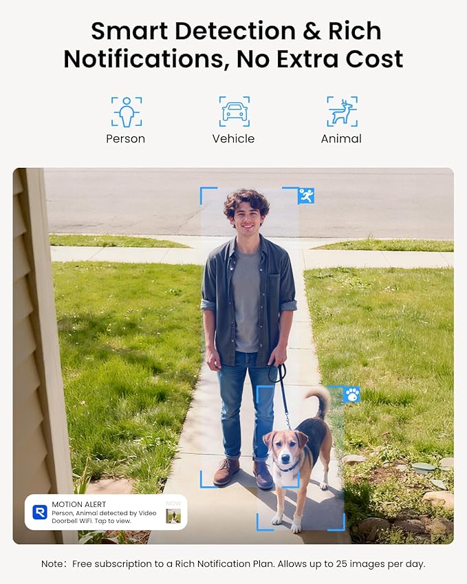 REOLINK Video Doorbell WiFi Camera - Wired 2K Outdoor, 5G&2.4G WiFi, 4:3 Wide View Angle, Smart Detection, Local Storage, No Subscription Front Door Home Security, Customized Chime V2