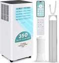 SereneLife Small Air Conditioner Portable 8,000 BTU with Built-in Dehumidifier - Portable AC unit for rooms up to 350 sq ft - WiFi app + Remote Control, Window Mount Exhaust Kit