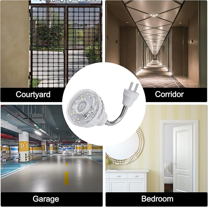 Plug in Motion Sensor Night Light Indoor, PIR Infrared Motion-Activated LED Night Light for AC Outlet,Dusk to Dawn Sensor Smartlight,360° Directional Rotating for Garage Stairway, 3W White, 2 PCS