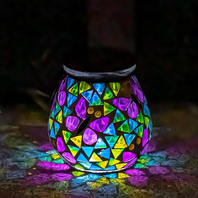 Bshine Butterfly Solar Lantern Outdoor Hanging Waterproof, Mosaic Butterfly Solar Light Indoor Valentine's Day Decor Table, Garden Decor for Yard Outside, Path, Lawn, Birthday Gift for Mom Women