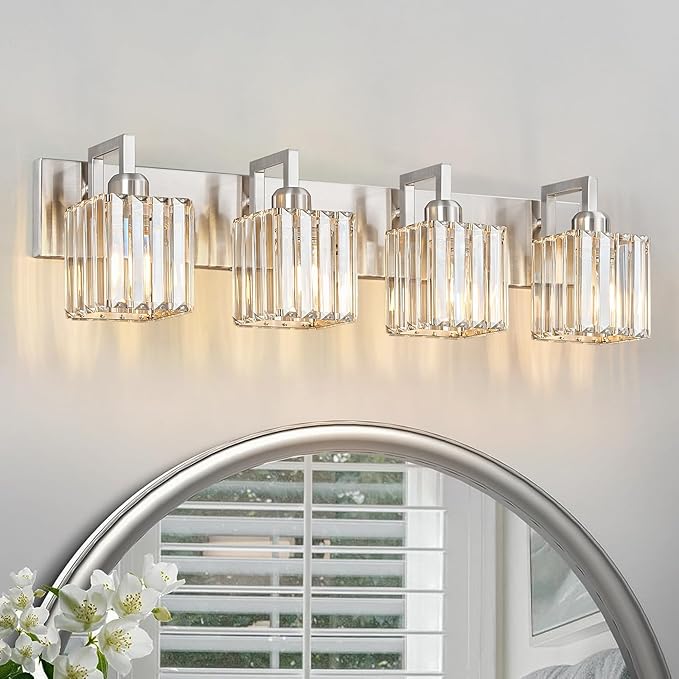 19.5" KnurledBrassWallSconcesSetof2,BronzeBathroomVanityLightFixtureswithWaterRipplesGlassTube,ModernLampforBedroom,LivingRoom,Hallway,Staise,Mirror,Kitchen