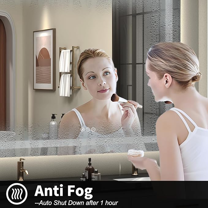 60x30 Lighted Bathroom Mirror for Wall, LED Illuminated Vanity Mirror with Lights, Dimmable, Anti-Fog, ETL Listed (Backlit and Front Lighted)