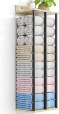 Towel Racks for Bathroom Wall Mounted, 3 Bar Wall Towel Rack for Rolled Towels, Metal Towel Holder with Wooden Shelf, Sturdy and Large Capacity, Towel Storage Organizer