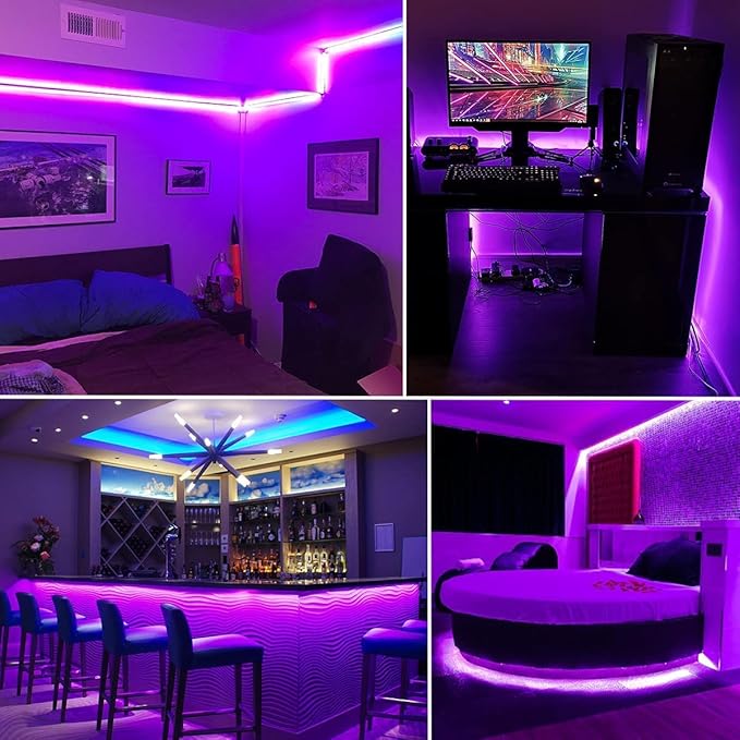 40FT Black Light Strip, Blacklight Flexible & Adhesive 720 LEDs, Black Light for Halloween, Neon Party, Birthday, Display Uranium Vaseline Glass, Posters, Curing Resin, Non-Waterproof Decor
