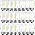 24 Pack Shatterproof S14 LED Replacement Bulbs for Outdoor String Lights, 1W Equivalent to 11W Incandescent Bulb, Soft White 2200K, Dimmable, E26 Regular Medium Screw Base