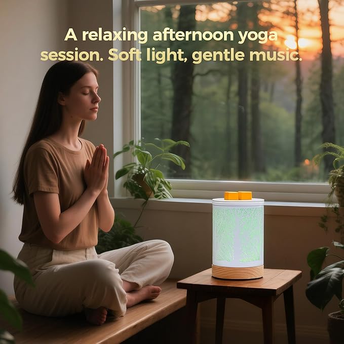 Fragrance Wax Melts Warmer with 7 Colors LED Changing Light Scent Oil Candle Warmer for Home Office-White Wooden Tree