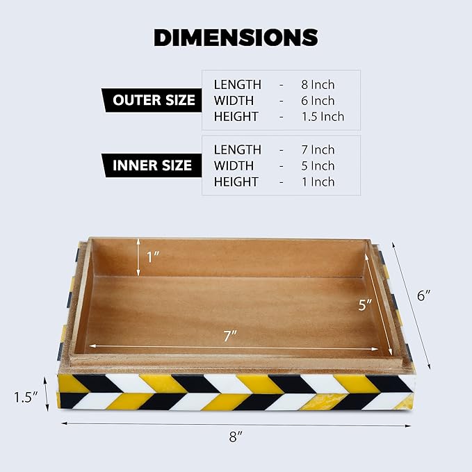 Handicrafts Home Decorative Storage Box with Lid Desk Organizer Box Office Organizer Desk Box for Storage & Shelf Decor – Handmade Resin Inlay – Yellow Marquet Artemis Collection- 6x8x1.5