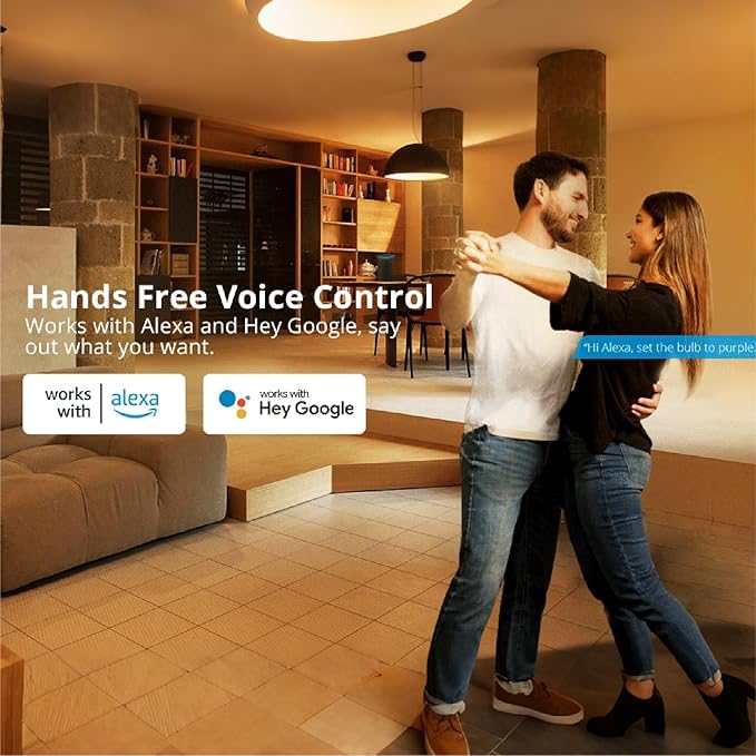 LED Smart Light Bulbs, Color Changing Light Bulb Work with Alexa & Google Home, Preset Scene, Music Sync, A60 E26 2.4GHz RGBTW WiFi Bluetooth Light Bulb 9W, 806LM